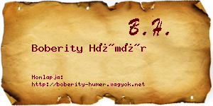 Boberity Hümér névjegykártya